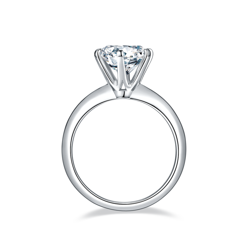 光臂T家六爪S925银镀白金MoissaniteWomen's Ring3.0ctD级